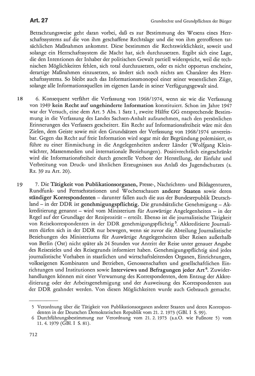 Die sozialistische Verfassung der Deutschen Demokratischen Republik (DDR), Kommentar mit einem Nachtrag 1997, Seite 712 (Soz. Verf. DDR Komm. Nachtr. 1997, S. 712)