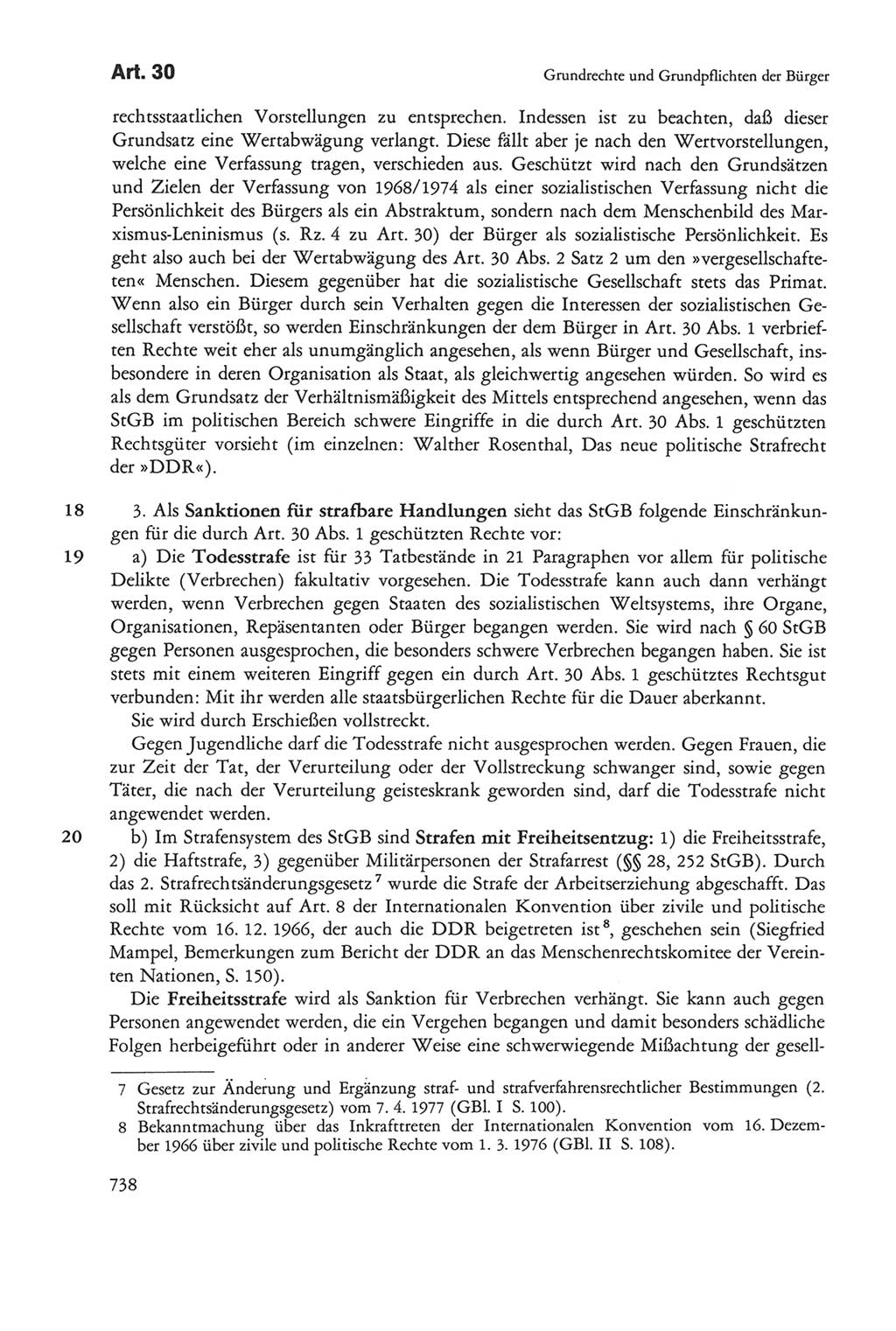 Die sozialistische Verfassung der Deutschen Demokratischen Republik (DDR), Kommentar mit einem Nachtrag 1997, Seite 738 (Soz. Verf. DDR Komm. Nachtr. 1997, S. 738)