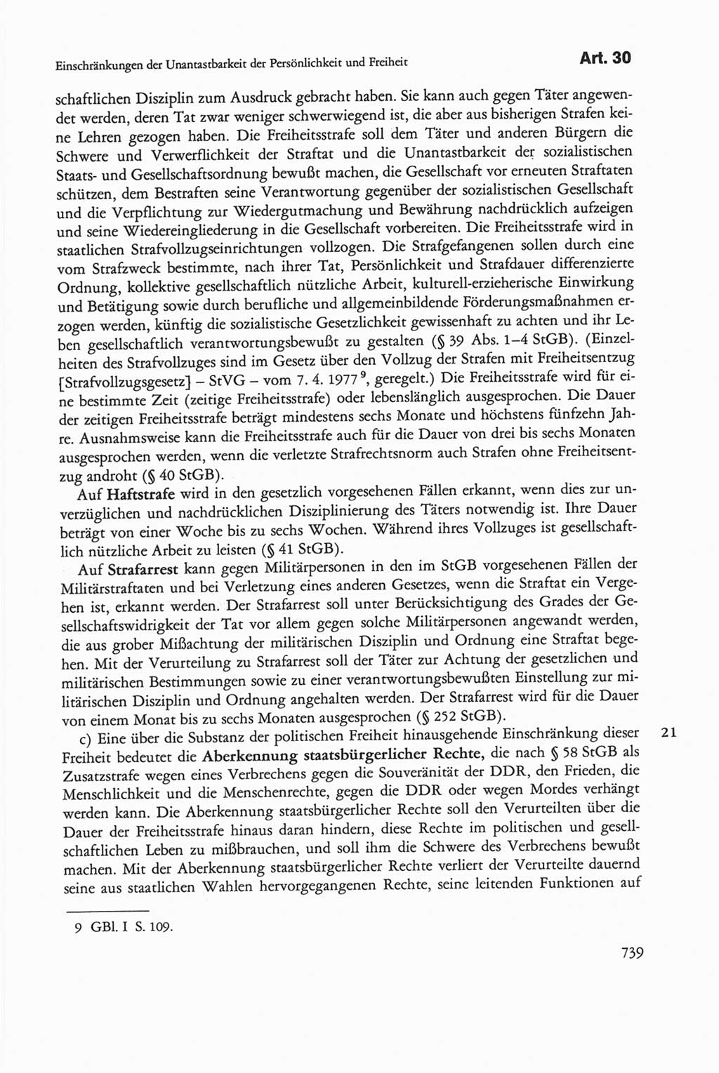 Die sozialistische Verfassung der Deutschen Demokratischen Republik (DDR), Kommentar mit einem Nachtrag 1997, Seite 739 (Soz. Verf. DDR Komm. Nachtr. 1997, S. 739)