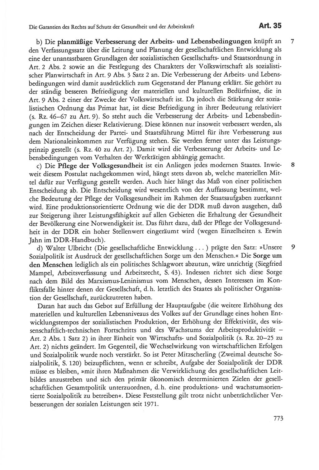 Die sozialistische Verfassung der Deutschen Demokratischen Republik (DDR), Kommentar mit einem Nachtrag 1997, Seite 773 (Soz. Verf. DDR Komm. Nachtr. 1997, S. 773)