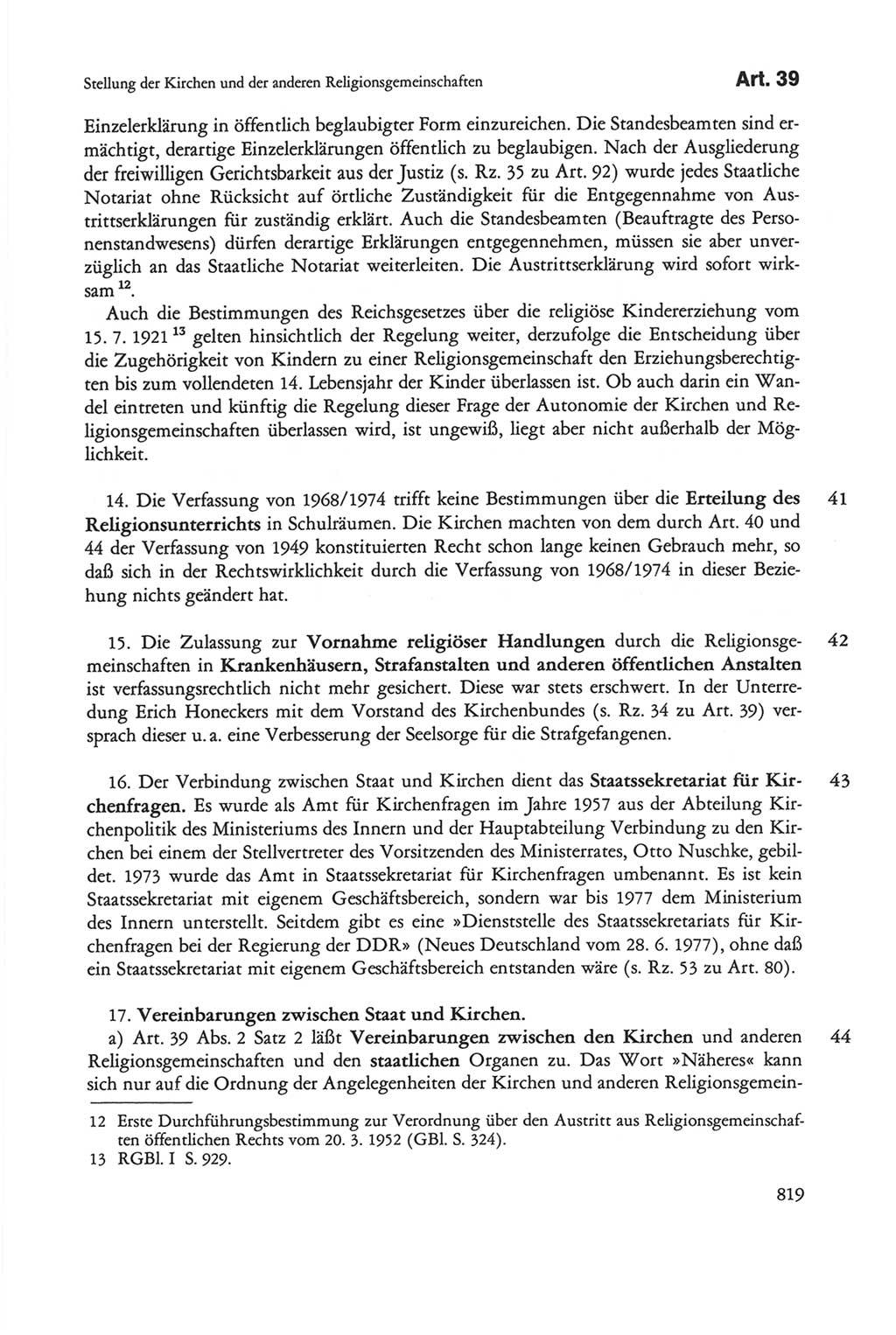 Die sozialistische Verfassung der Deutschen Demokratischen Republik (DDR), Kommentar mit einem Nachtrag 1997, Seite 819 (Soz. Verf. DDR Komm. Nachtr. 1997, S. 819)