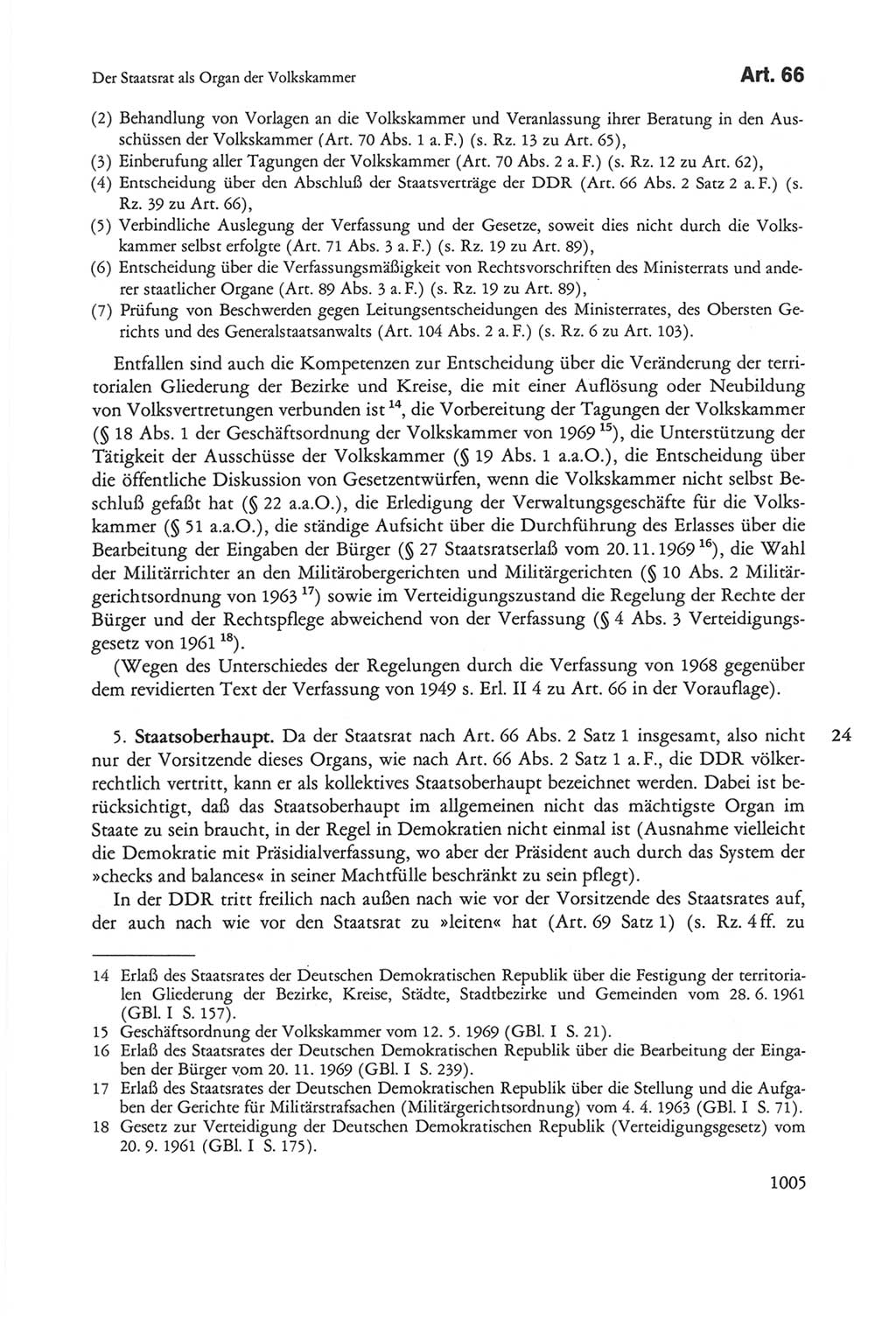 Die sozialistische Verfassung der Deutschen Demokratischen Republik (DDR), Kommentar mit einem Nachtrag 1997, Seite 1005 (Soz. Verf. DDR Komm. Nachtr. 1997, S. 1005)