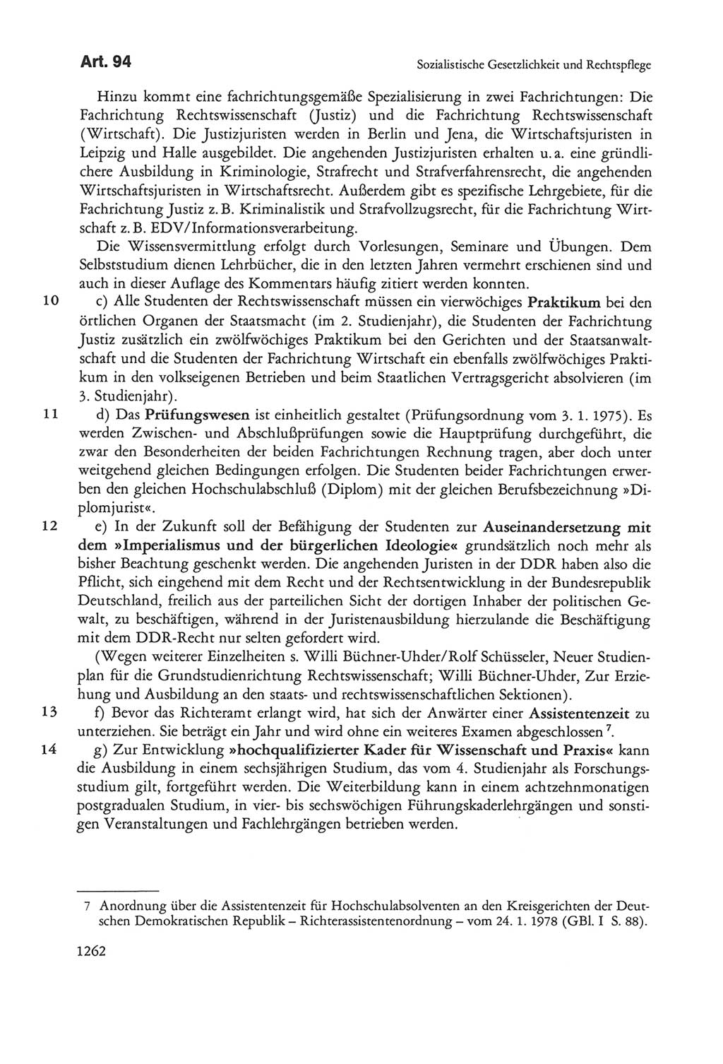 Die sozialistische Verfassung der Deutschen Demokratischen Republik (DDR), Kommentar mit einem Nachtrag 1997, Seite 1262 (Soz. Verf. DDR Komm. Nachtr. 1997, S. 1262)