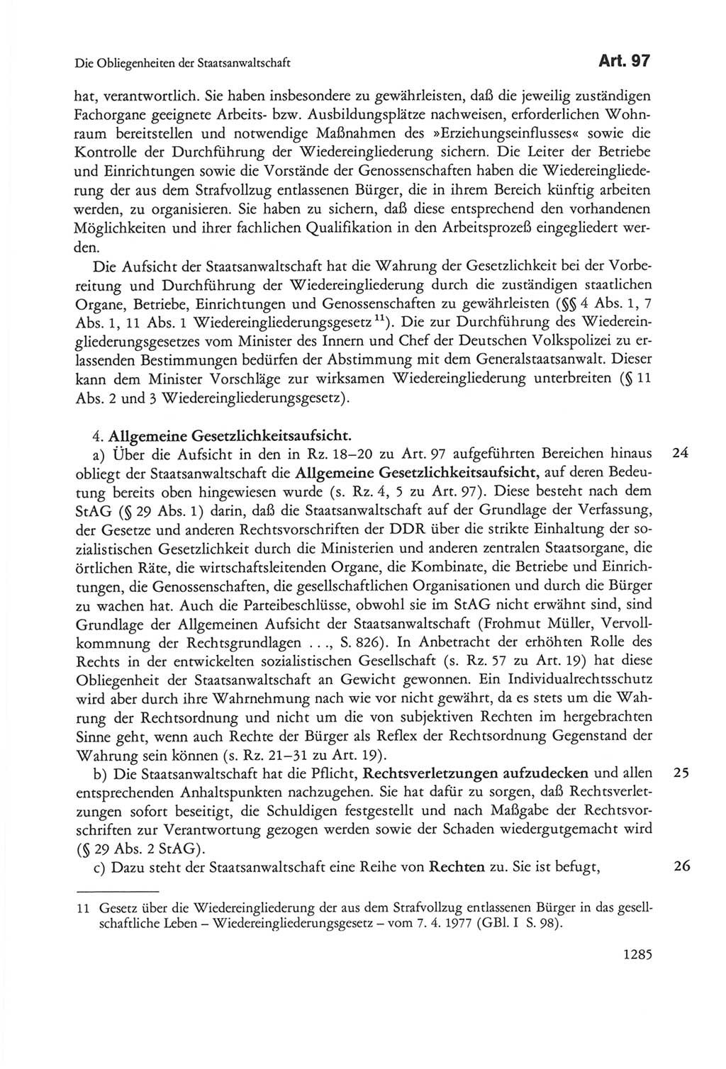 Die sozialistische Verfassung der Deutschen Demokratischen Republik (DDR), Kommentar mit einem Nachtrag 1997, Seite 1285 (Soz. Verf. DDR Komm. Nachtr. 1997, S. 1285)