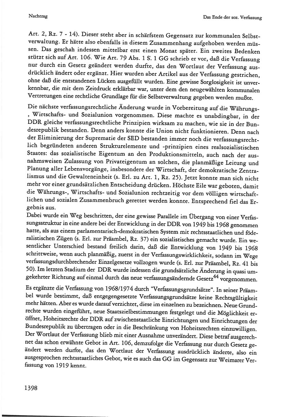 Die sozialistische Verfassung der Deutschen Demokratischen Republik (DDR), Kommentar mit einem Nachtrag 1997, Seite 1398 (Soz. Verf. DDR Komm. Nachtr. 1997, S. 1398)