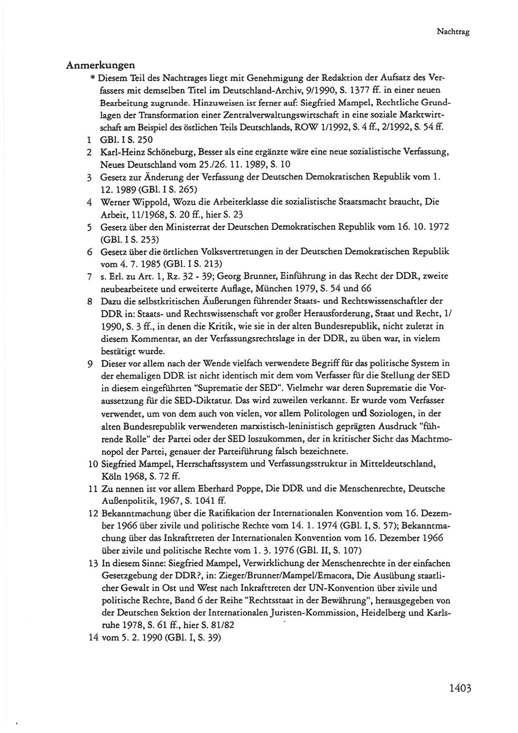 Die sozialistische Verfassung der Deutschen Demokratischen Republik (DDR), Kommentar mit einem Nachtrag 1997, Seite 1403 (Soz. Verf. DDR Komm. Nachtr. 1997, S. 1403)